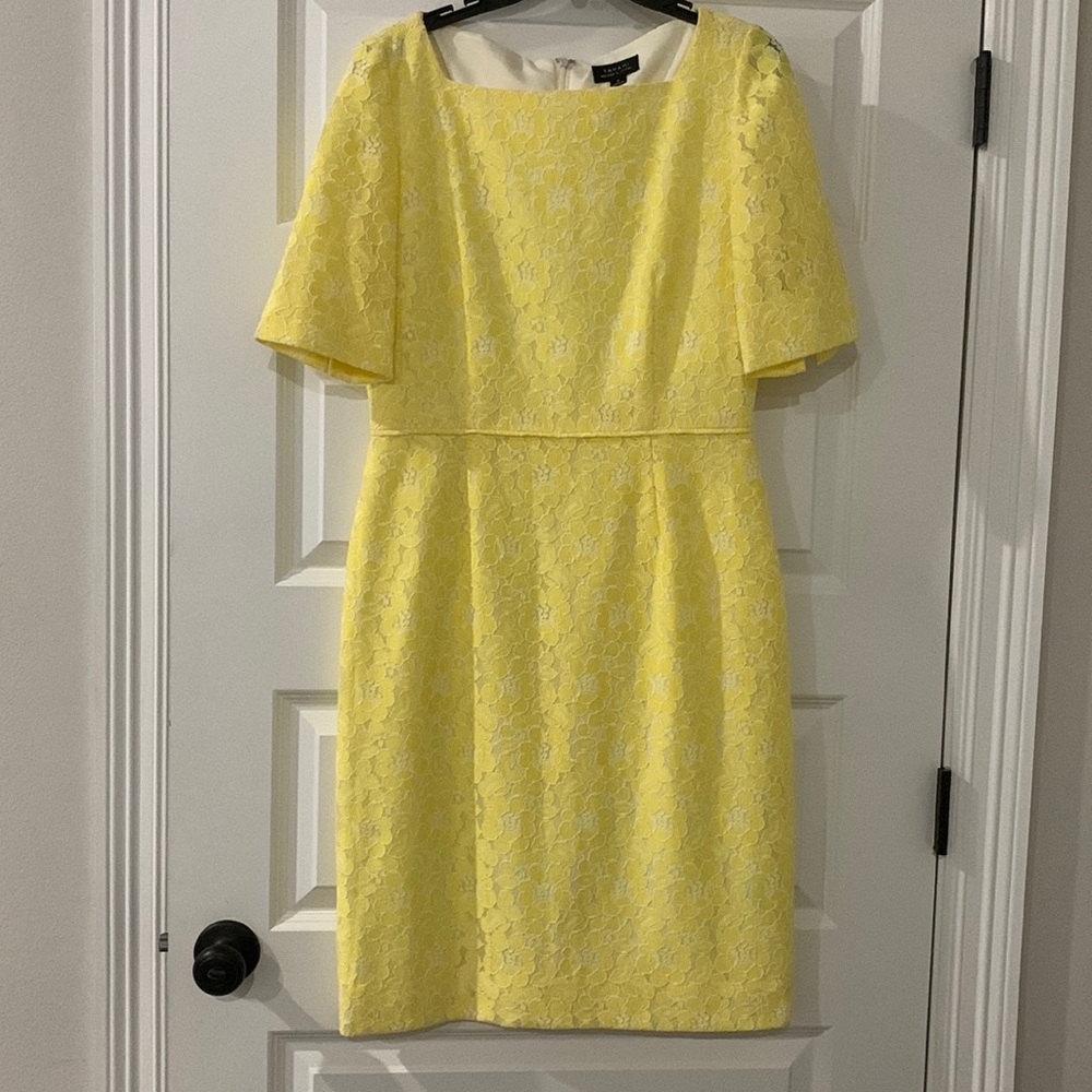 Tahari Yellow Lace Sheath Dress